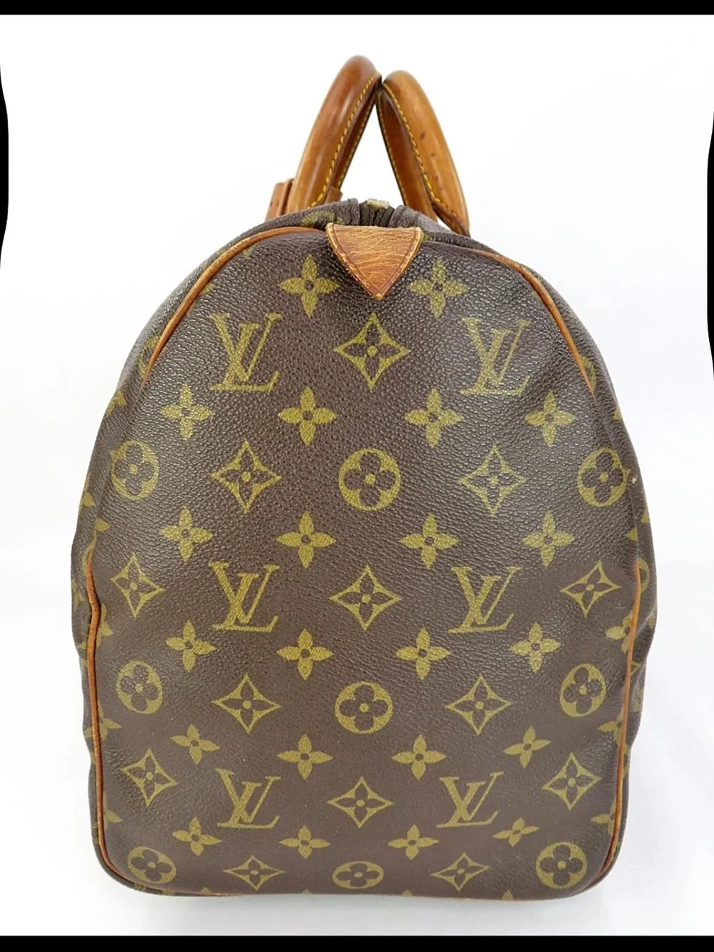 Louis Vuitton Brown Monogram Travel Duffel with Tan Leather Trim